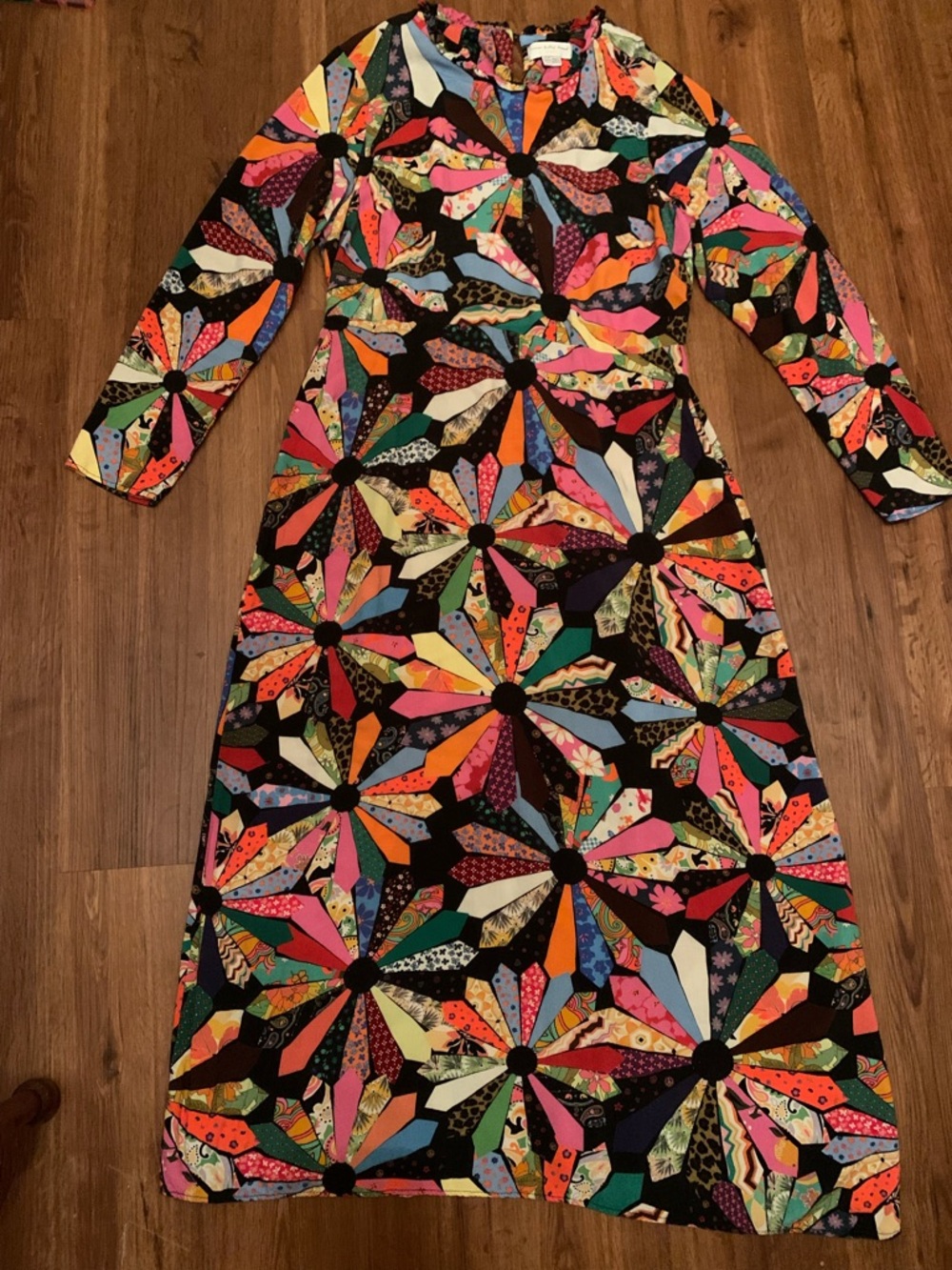NEVER FULLY DRESSED Patchwork Halle Midi Dress in Ecovero-viscose - Picture 1 of 6